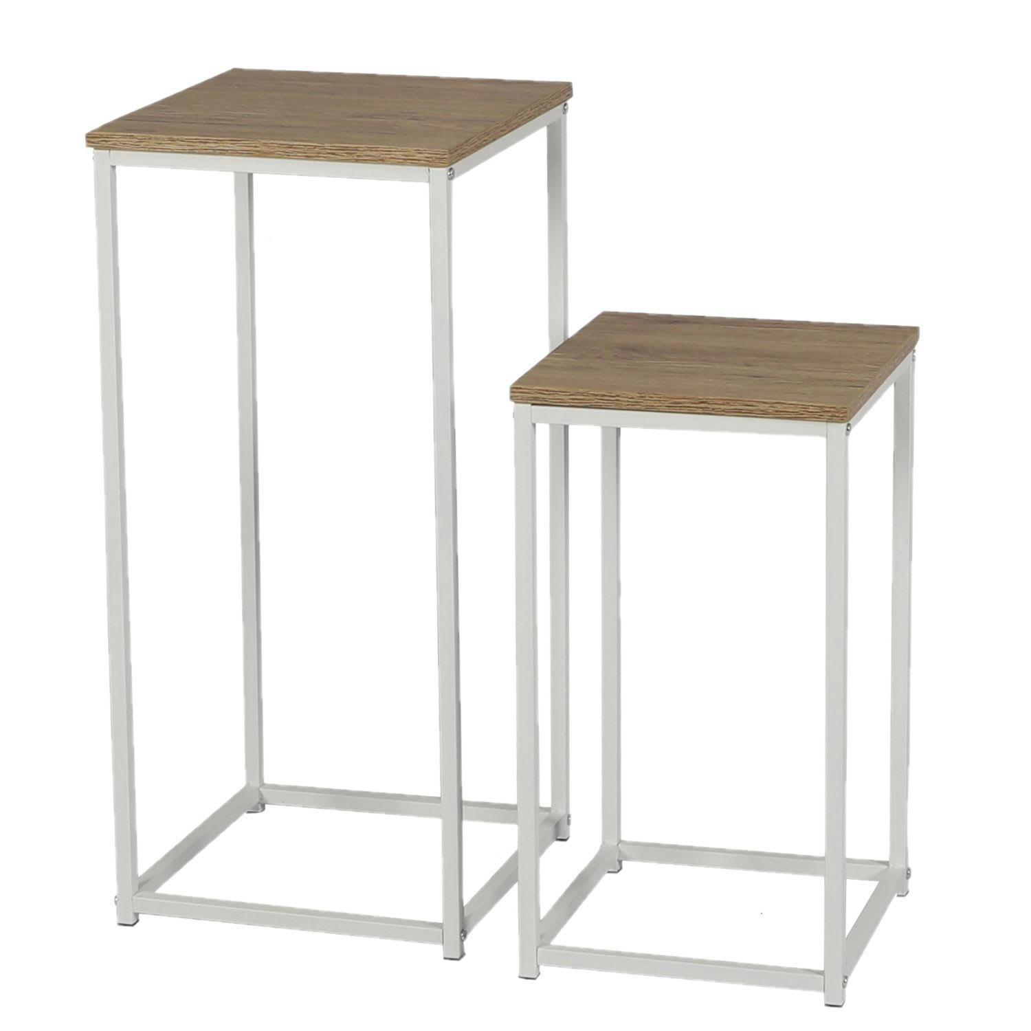 CASA BLANCA - Set de 2 sellettes en panneaux de particules et métal beige