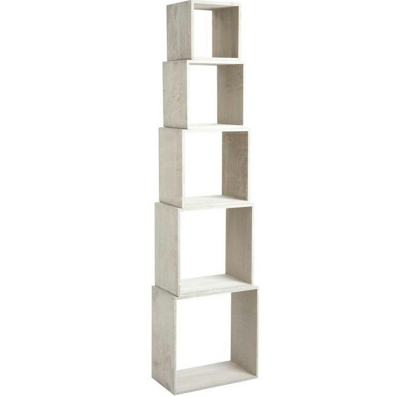 - Étagères cube en bois de paulownia (lot de 5) gris patiné