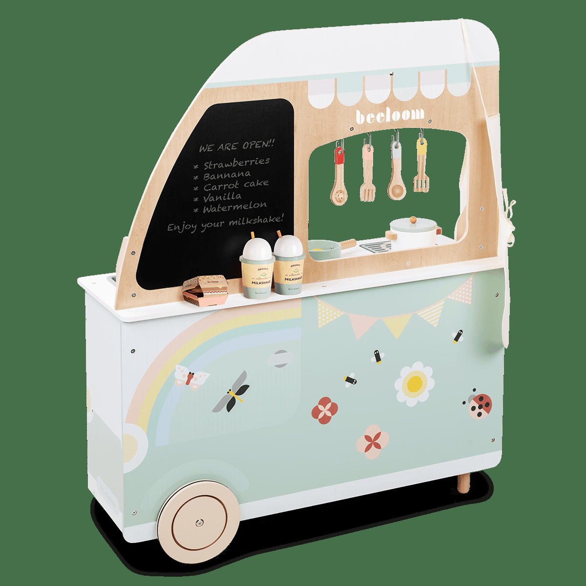 - Cuisine pour enfants en bois naturel turquoise foodtruck