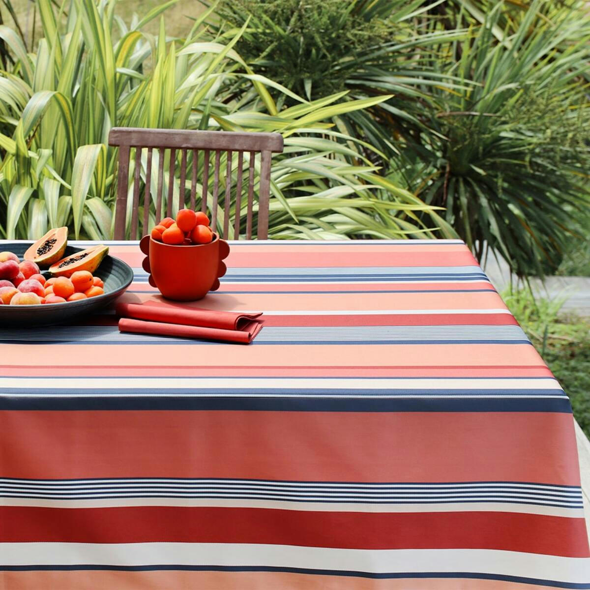 OLETA - Nappe enduite coton Rouge 160x300 cm