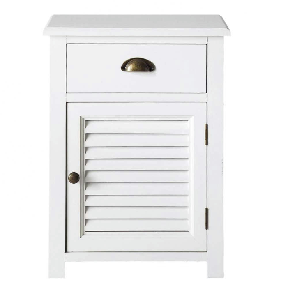 Barbade - Table de chevet 1 tiroir blanche