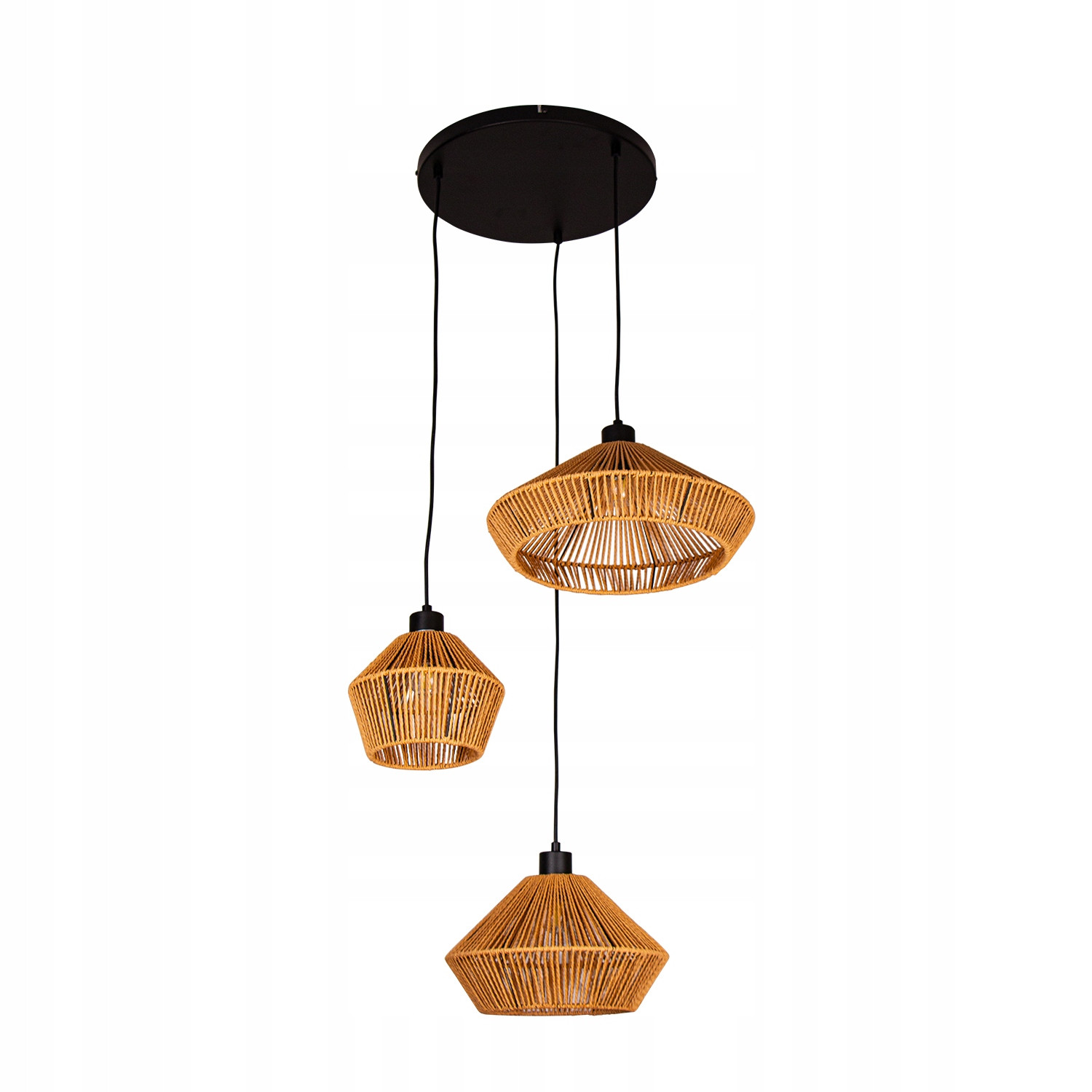 Lampa Sufitowa Wisząca Bambus BOHO Rattan Drewno Loft