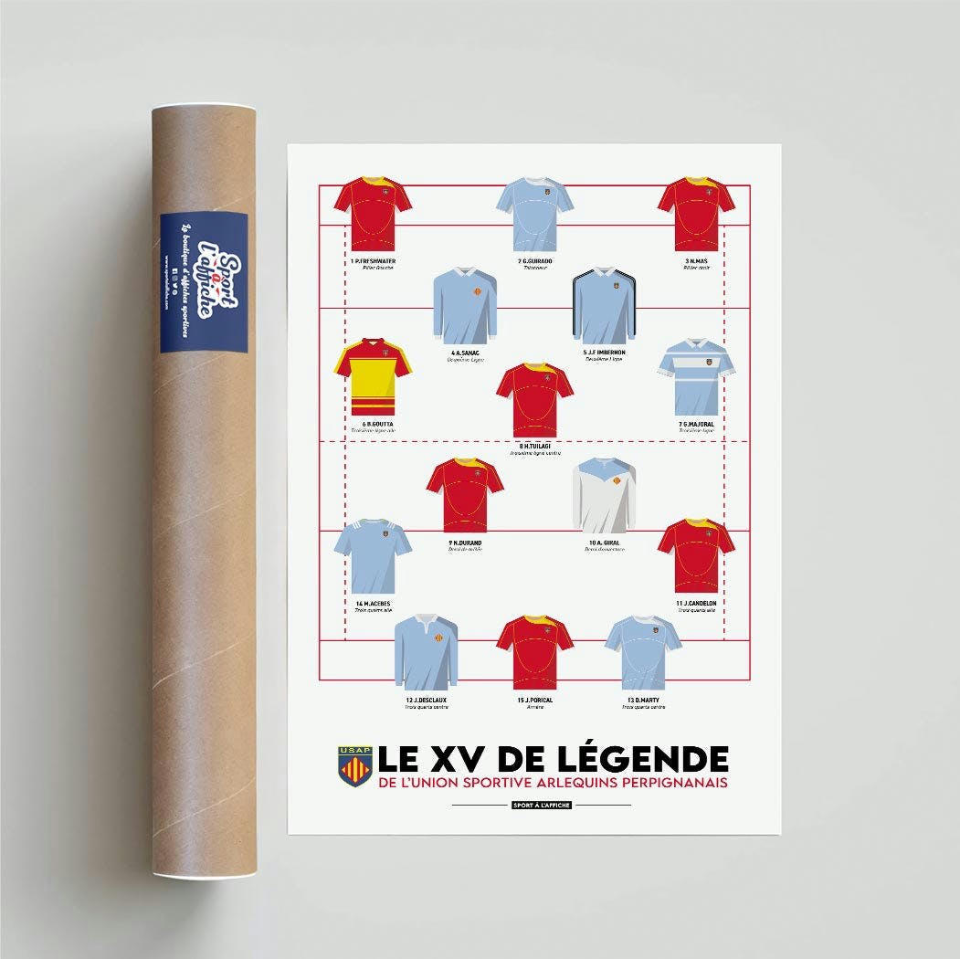 RUGBY - Affiche Rugby - USAP - Les Legendes de l'USAP 40x60 cm