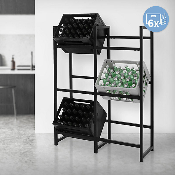 Etagere pour Caisses de Boissons 6 Caisses, 91x31x116,5 cm, Acier