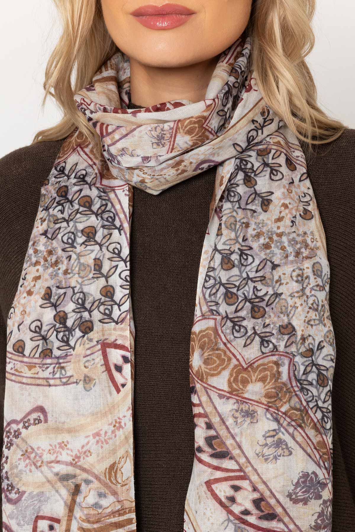 Brown Paisley Print Scarf