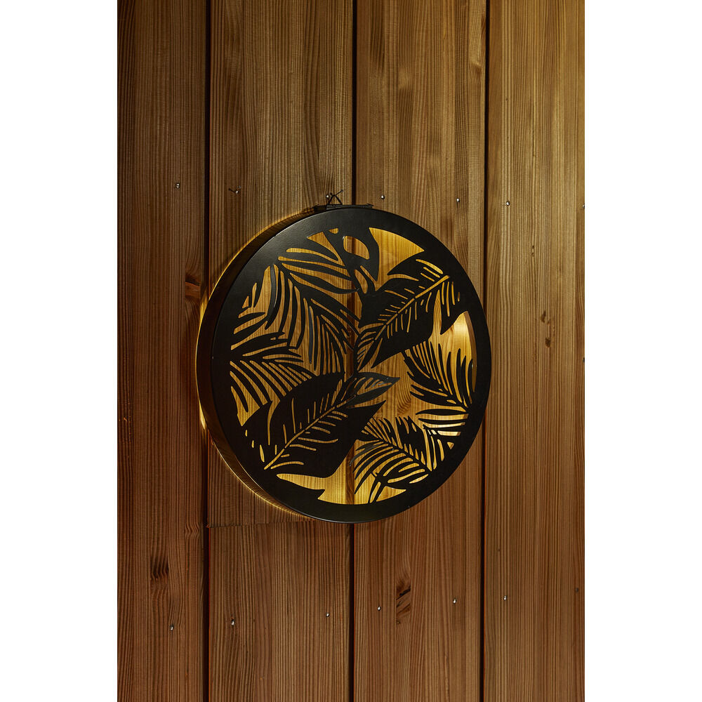 Panneau décoratif solaire 25LED rond en fer noir Ø40cm