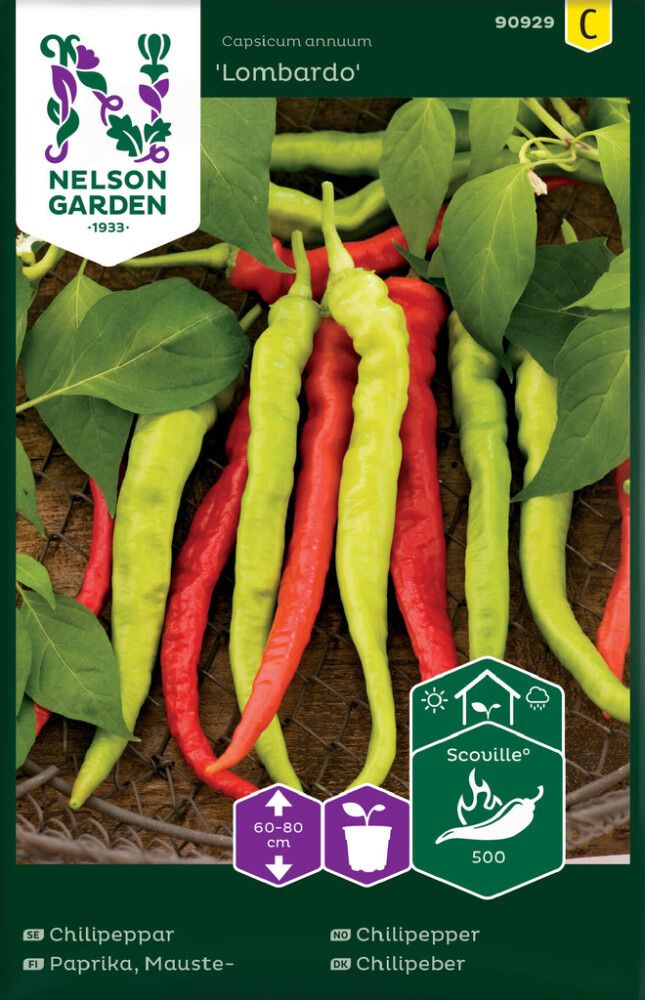 GRØNNSAKSFRØ NELSON GARDEN CHILIPEPPER LOMBARDO