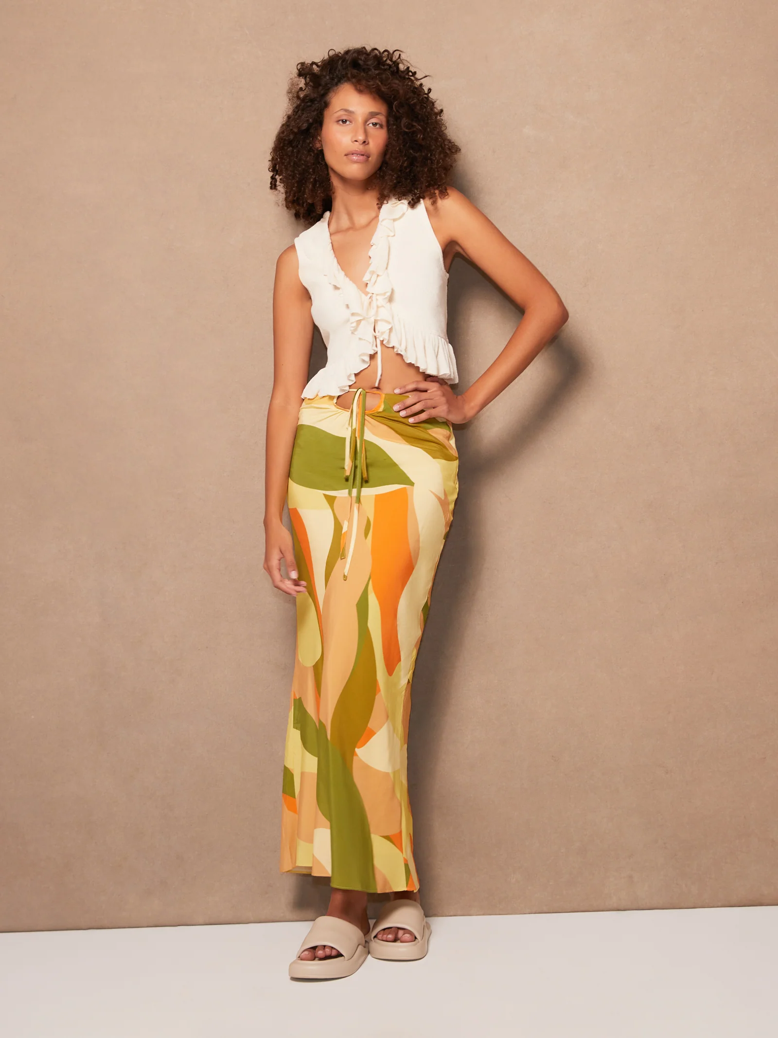 Nina Ruched Midi Skirt