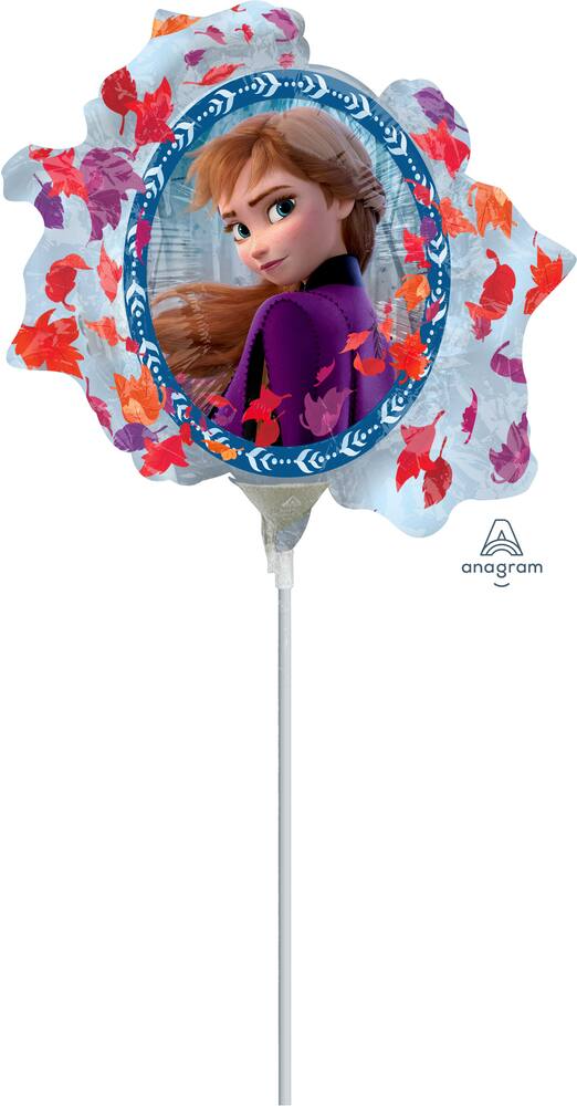 Disney Frozen Elsa & Anna Satin Mini-Shape Foil Balloon, Blue, Air-Filled for Birthday Party