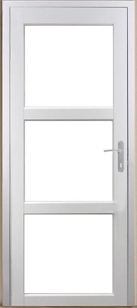 Bloc Porte Kenya Blanc Vitrage Transparent H204 X L83 Cm Côte Tableau P.gauche Gd Menuiseries