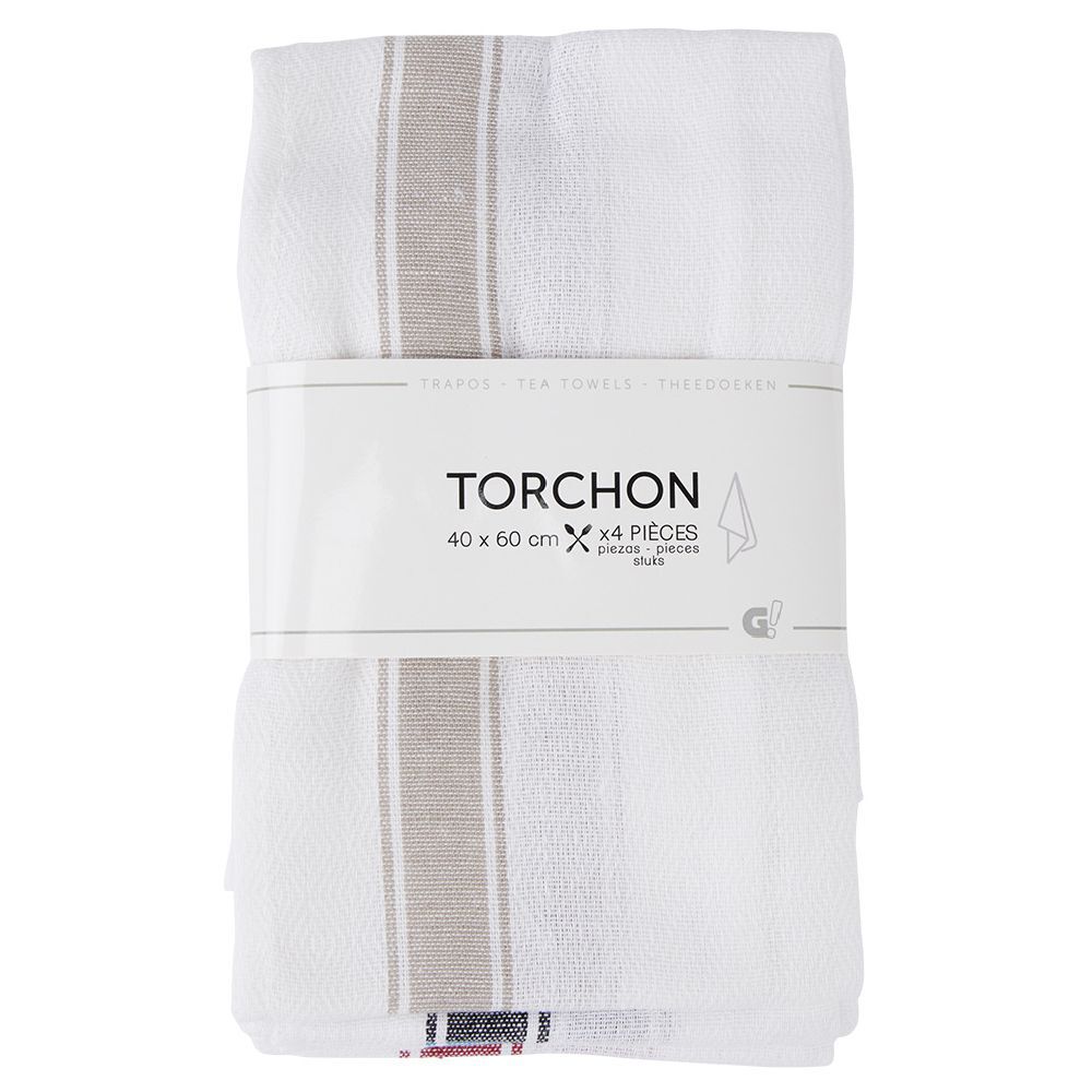 Torchon en coton blanc x4 40x60cm