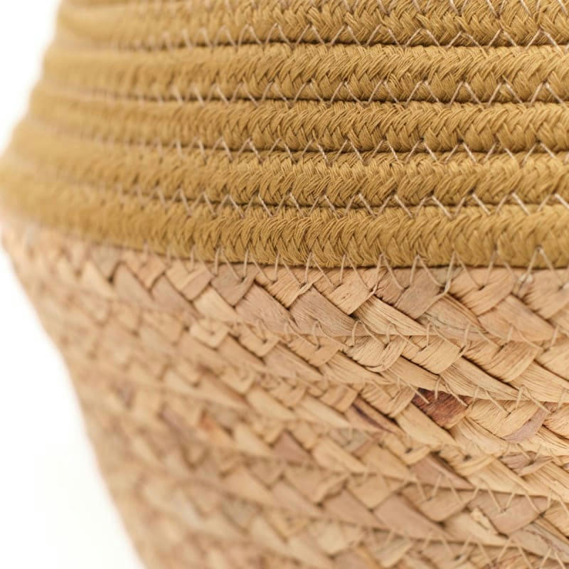 LA FACTORY - Panier rond tressé en coton bronze 27x23