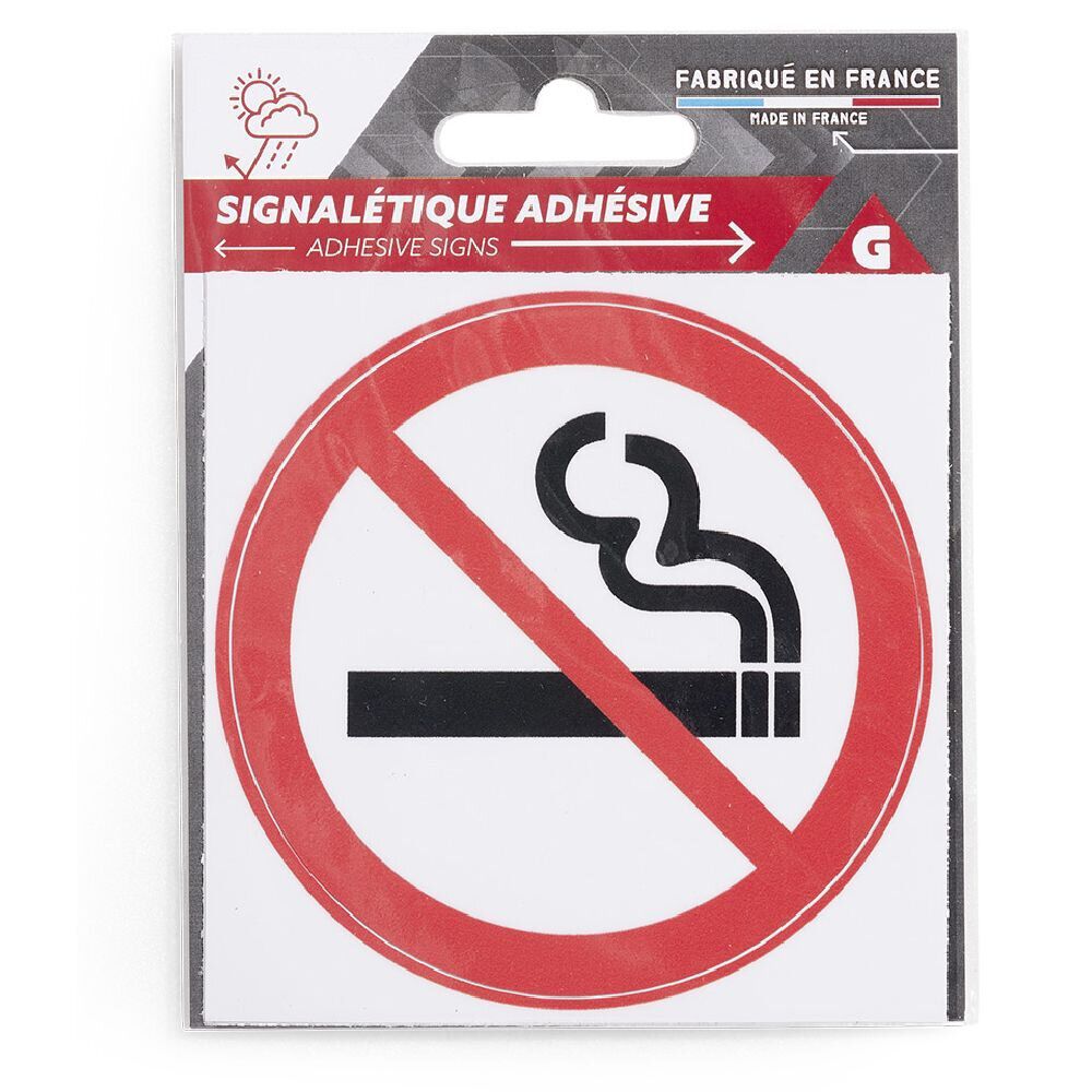 Signalétique adhésive Interdiction de fumer rouge et blanc 8x8cm