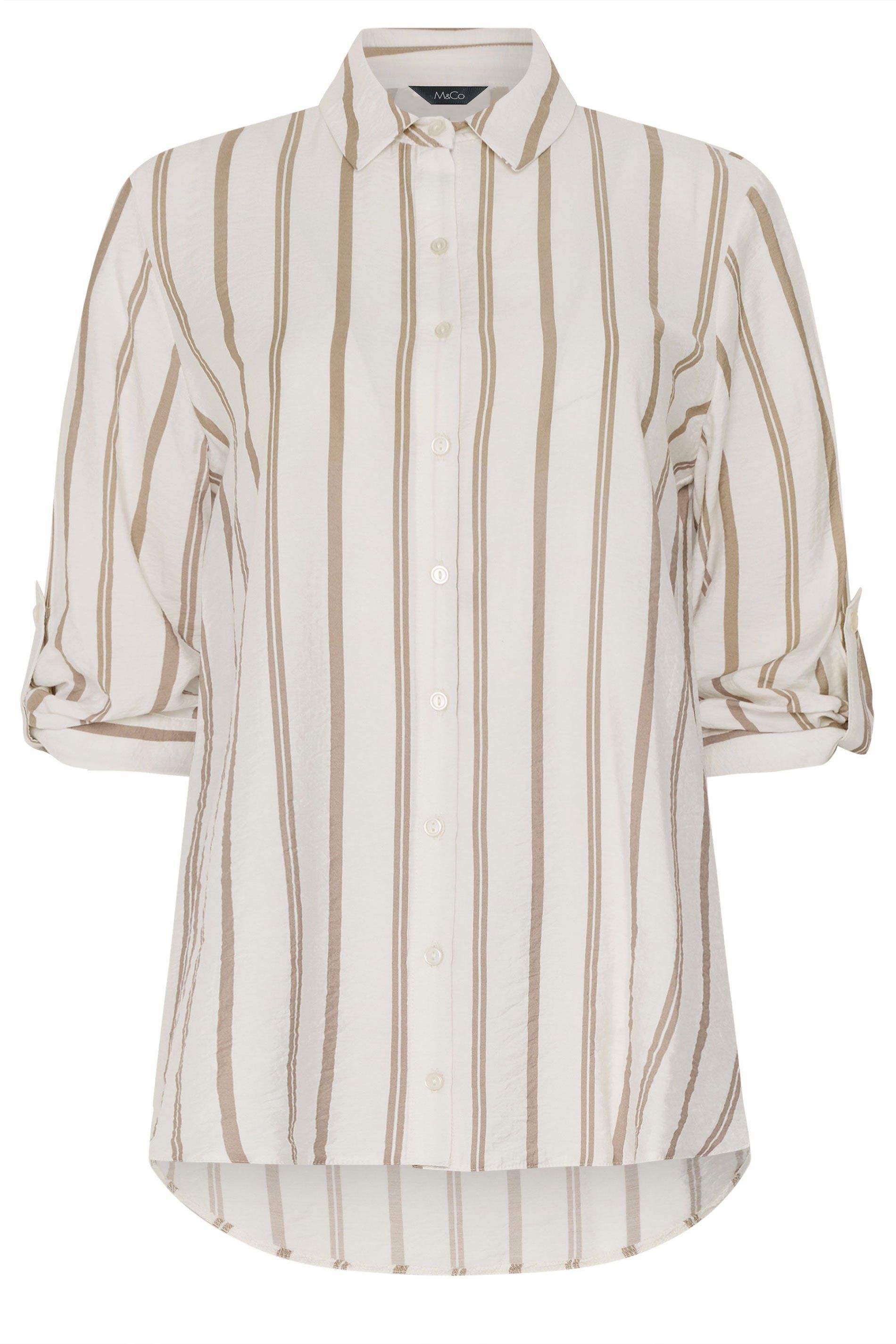M&Co Stripe Tab Sleeve Shirt