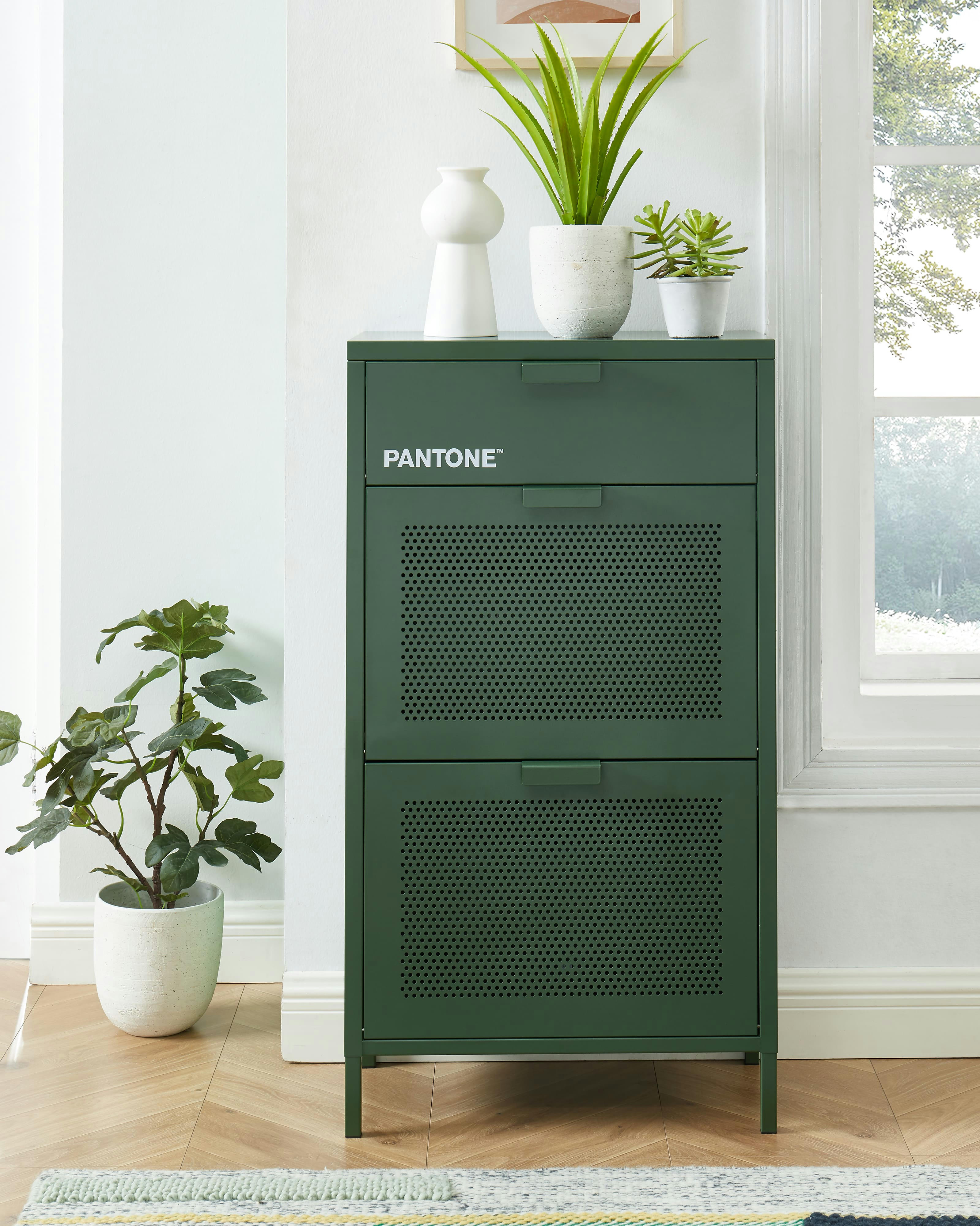 PANTONE - Meuble à chaussures  métal kaki 55cm vert olive