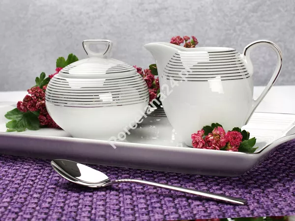 Garnitur do herbaty na 12 osób (41el) Chodzież - Yvonne E520 LINEA PLATYNOWA