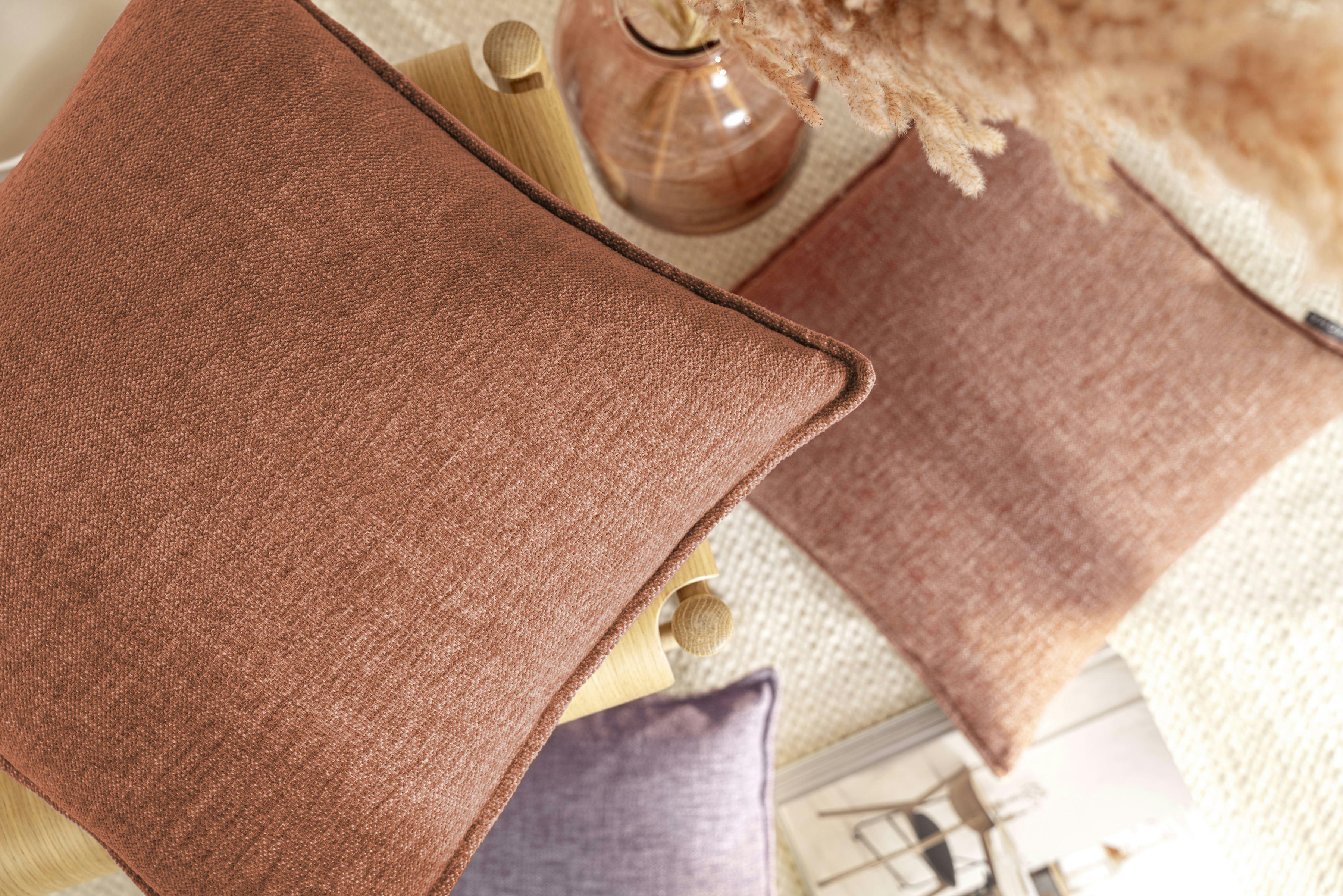 SMOOTHY - Housse de coussin chiné duveteux cuivre polyester- Lot de 2 - 45x45