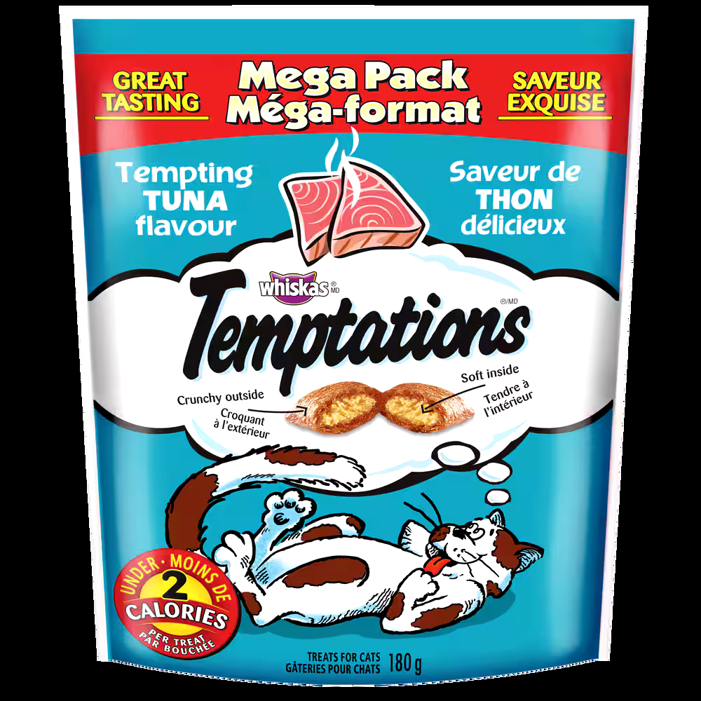 Whiskas TemPtations TemPting Tuna Flavour Mega Pack Classic Cat Treats, 180-g