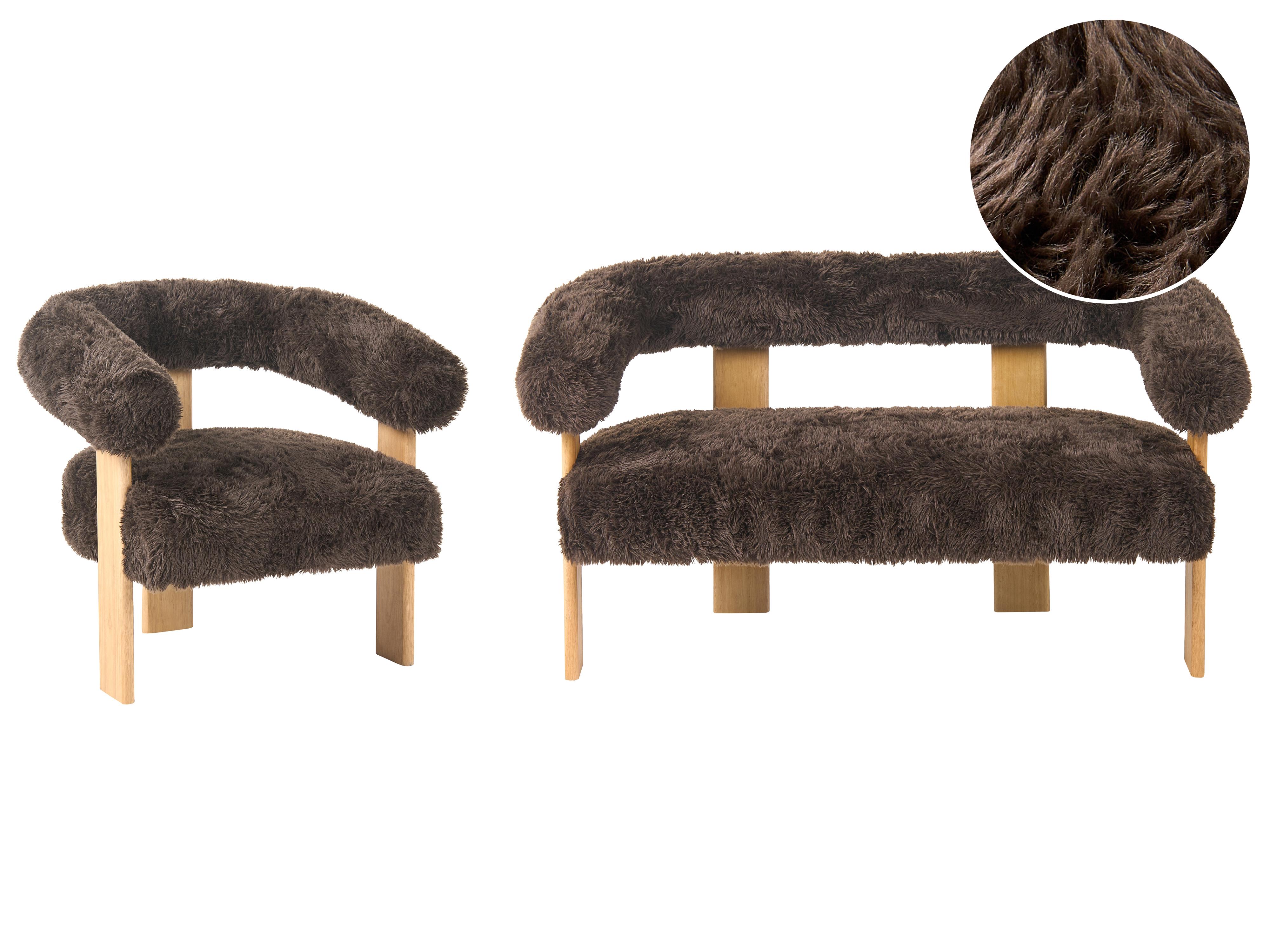 Armchair ILBRO Faux Fur Dark Brown/ Light Brown