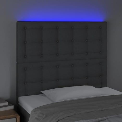 NNEVL LED Headboard Dark Grey 80x5x118/128 cm Fabric