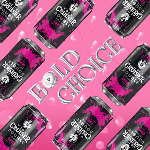 Vodka Cruiser Double Guava, Refreshing Flavoured Pre-Mixed Vodka Drink, 6.8% ABV, 375mL (Case of 24 Cans)