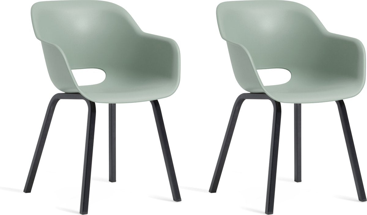 Keter Noa Tuinstoel - 2 stuks - 55x56,5x80cm - metalen frame - Vintage Green