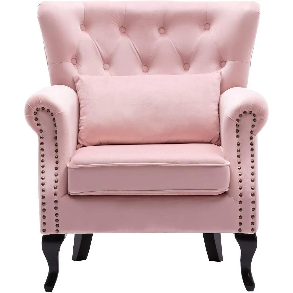 Comfy Tufted Single Sofa Chair Wingback Armchair with Pillow