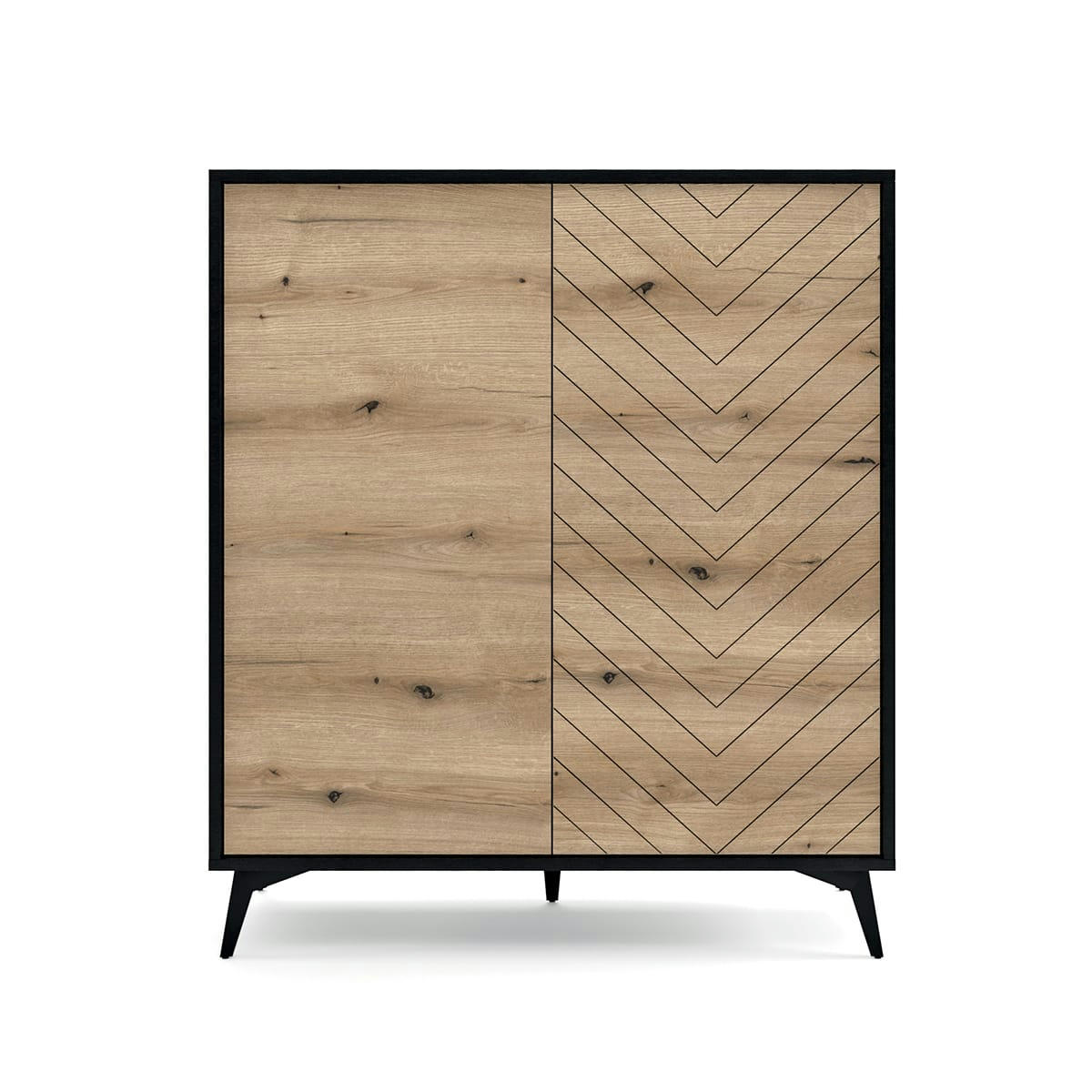 - Buffet haut 2 portes naturel et noir