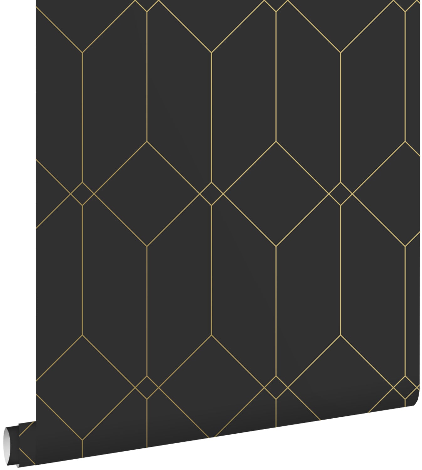 ESTAhome behang art deco motief zwart en goud - 53 cm x 10.05 m - 139746