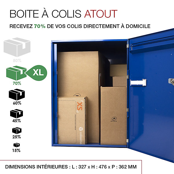 Boite à colis Atout 1 porte Bleu brillant RAL 5010 B