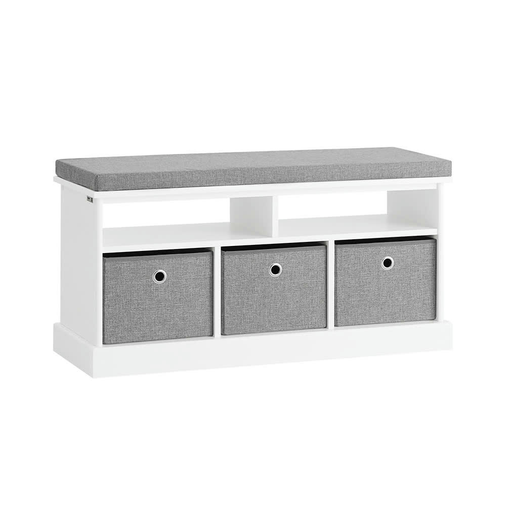- Banc de rangement effet bois blanc