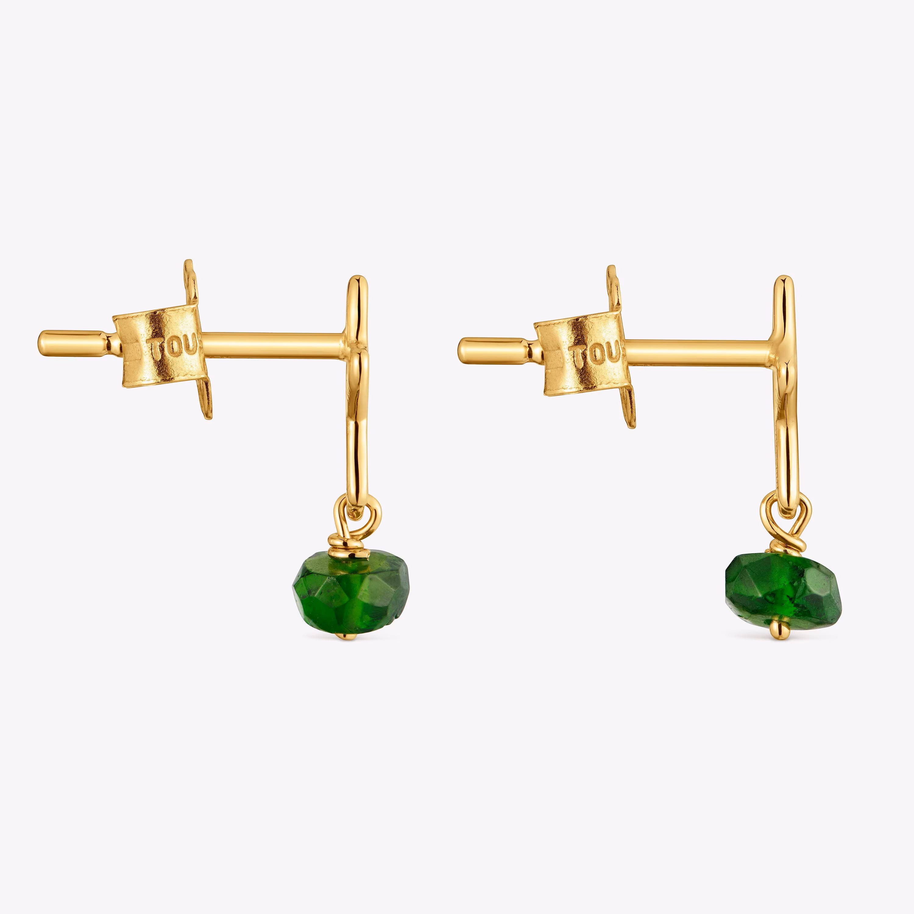 Pendientes estrella de oro 9 kt y cromodiópsido Silueta