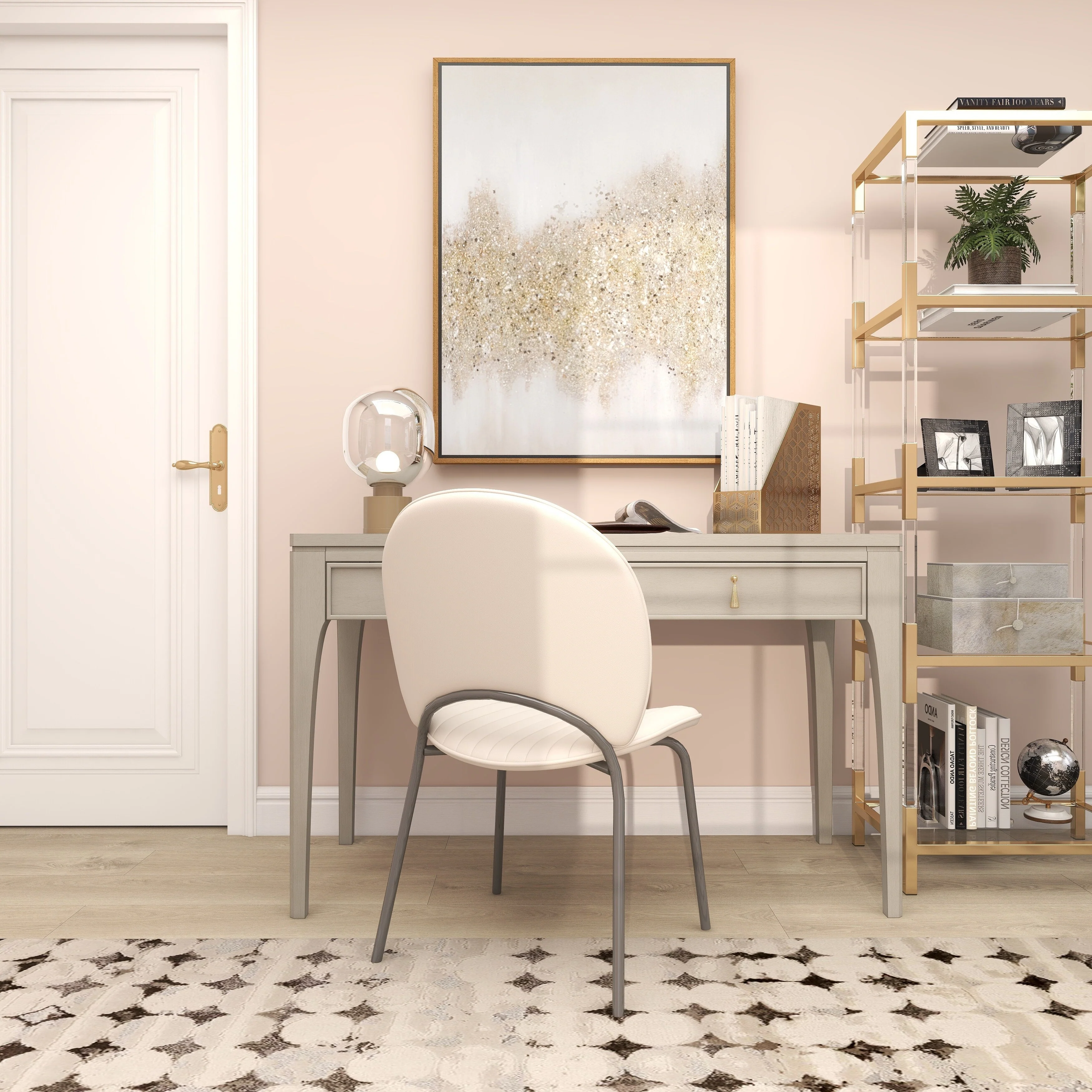 Metal Geometric Single Slot Decorative Magazine Holder with Laser Carved Design - Gold - Roche River Decor