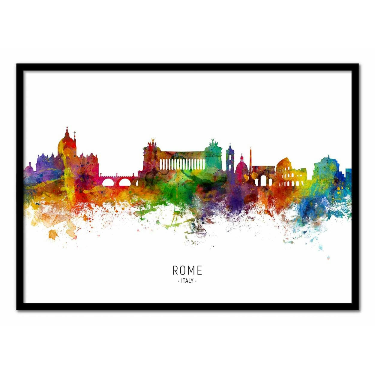MICHAEL TOMPSETT - ROME ITALY SKYLINE (COLORED VERSION) -  Affiche d'art 50 x 70 cm