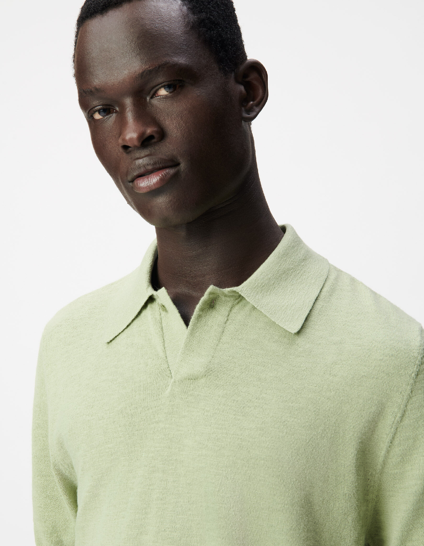Polo manches courtes vert maille flammée Homme