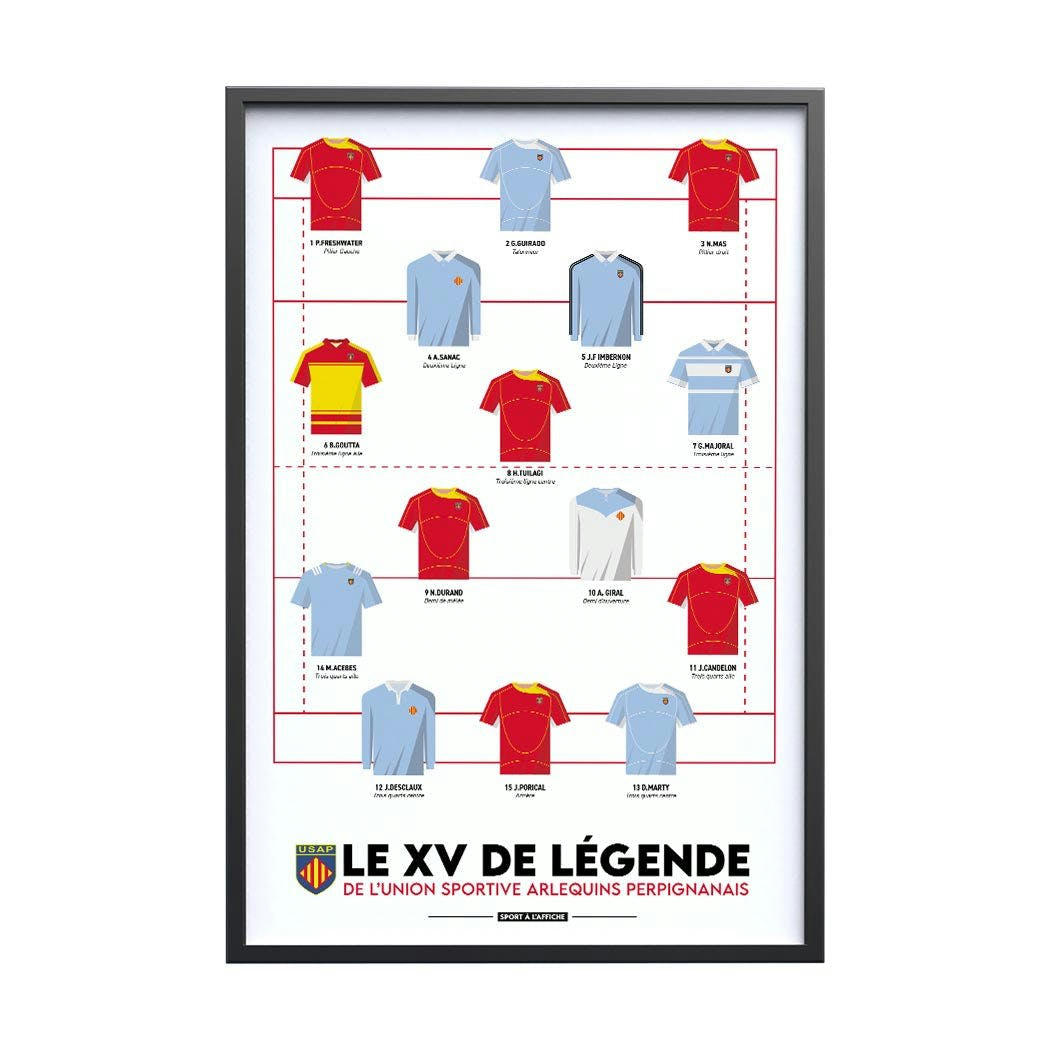 RUGBY - Affiche Rugby - USAP - Les Legendes de l'USAP 40x60 cm