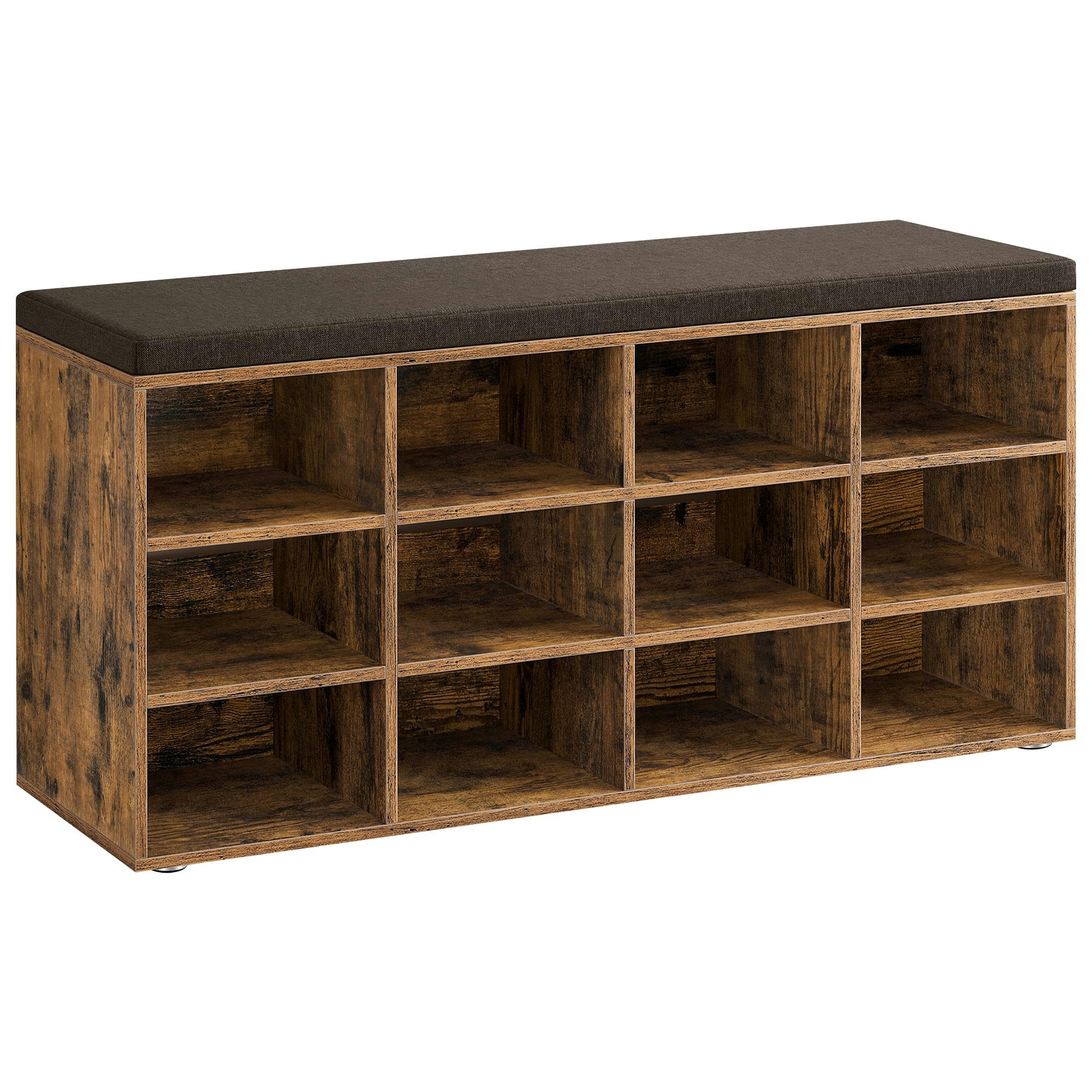 - Banc à chaussures 12 compartiments effet bois marron rustique