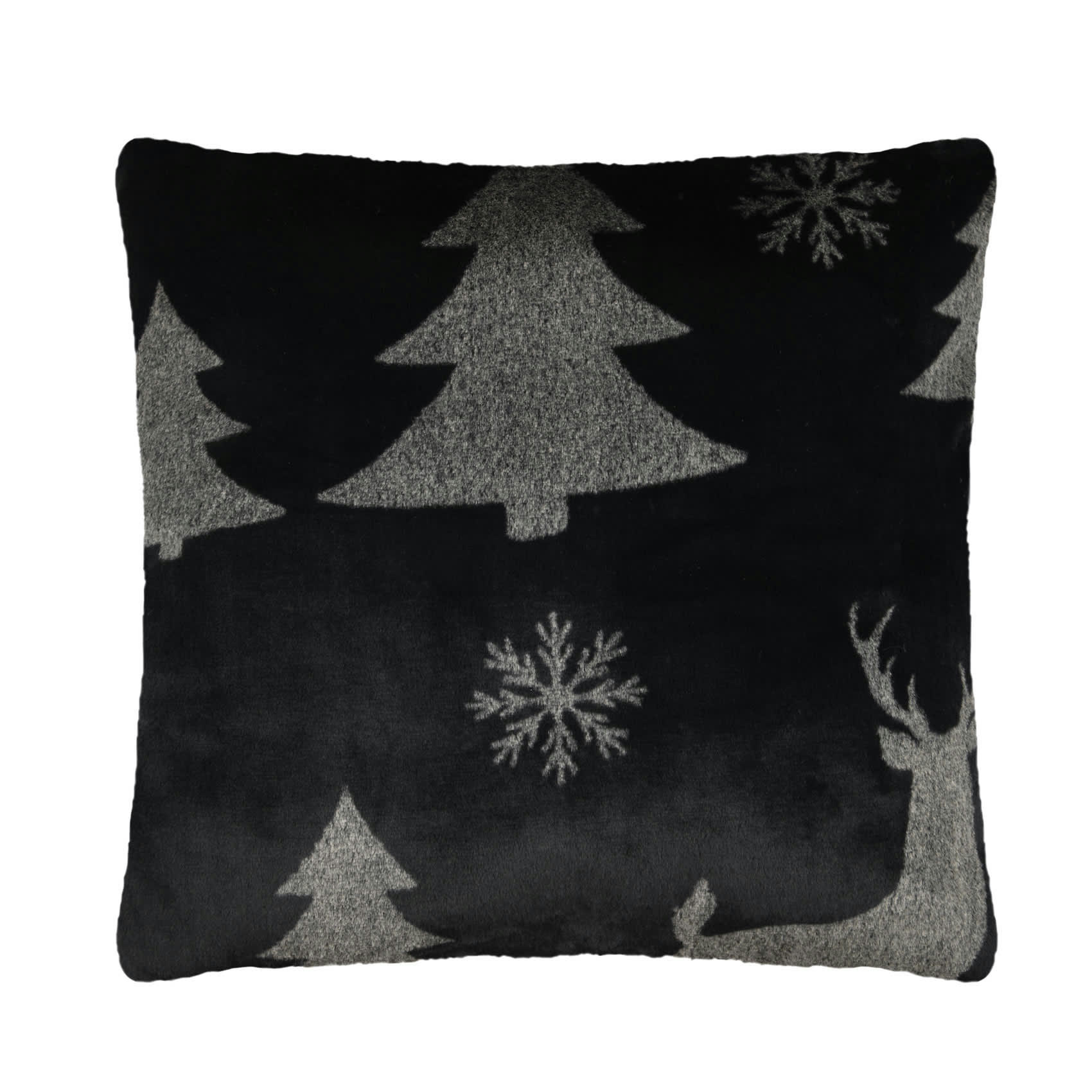 - Coussin en fausse fourrure imprimée gris anthracite 50x50 cm