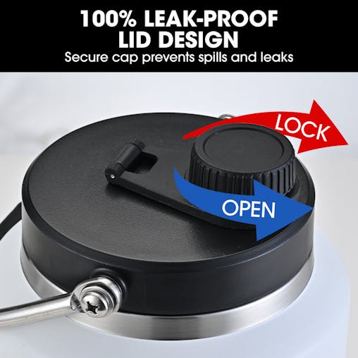 NNEMB 3.8L Double Wall Insulated Stainless Steel Water Bottle, Drink Jug with Handle, White