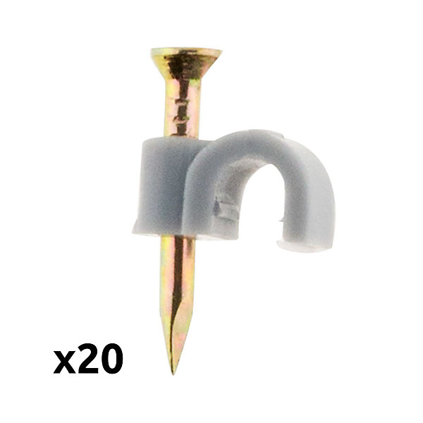 Lot de 20 crochets fixation diamètre 5mm - Gris - Zenitech