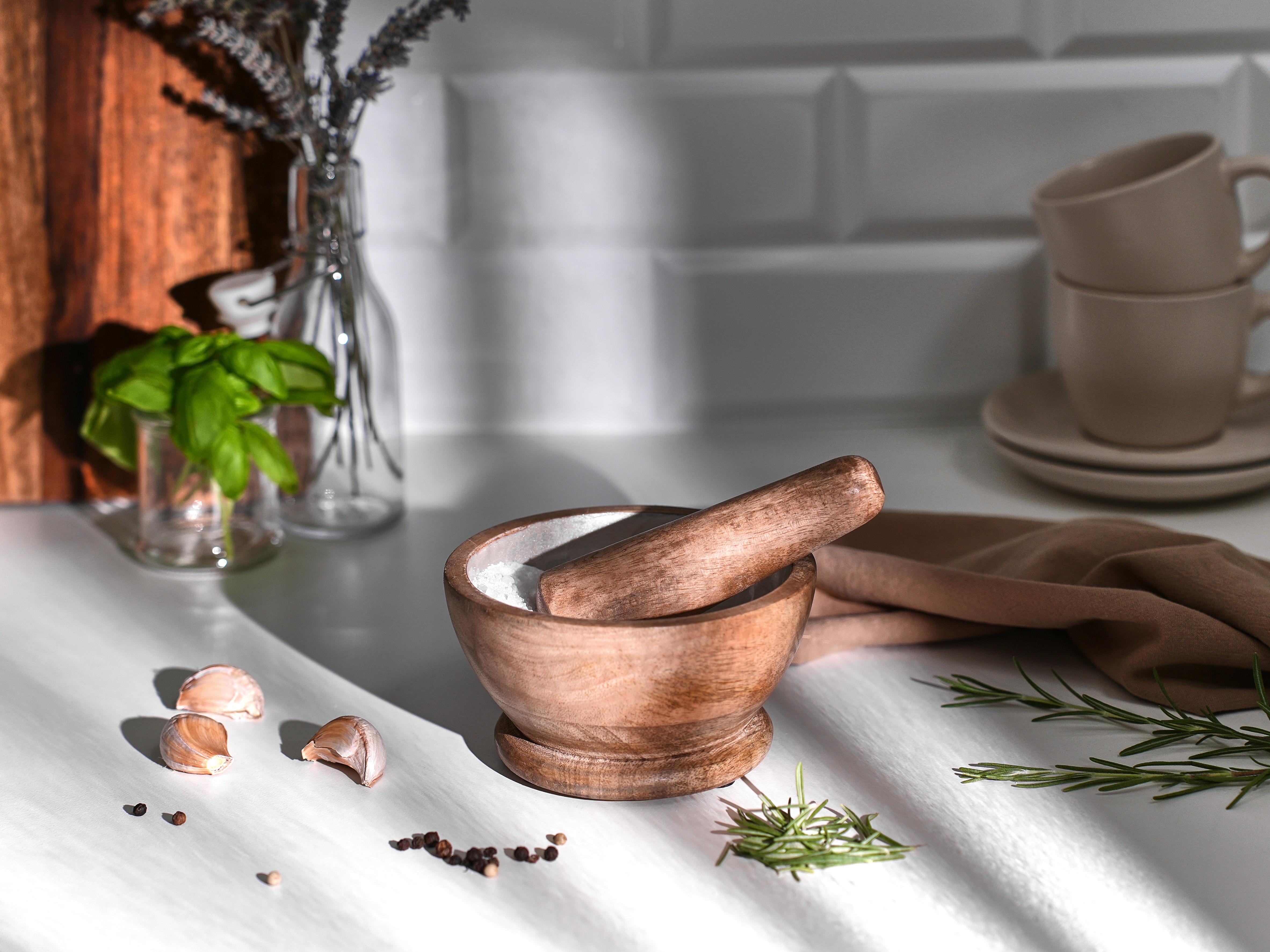 Mortar and Pestle QENA Mango Wood Brown/ White