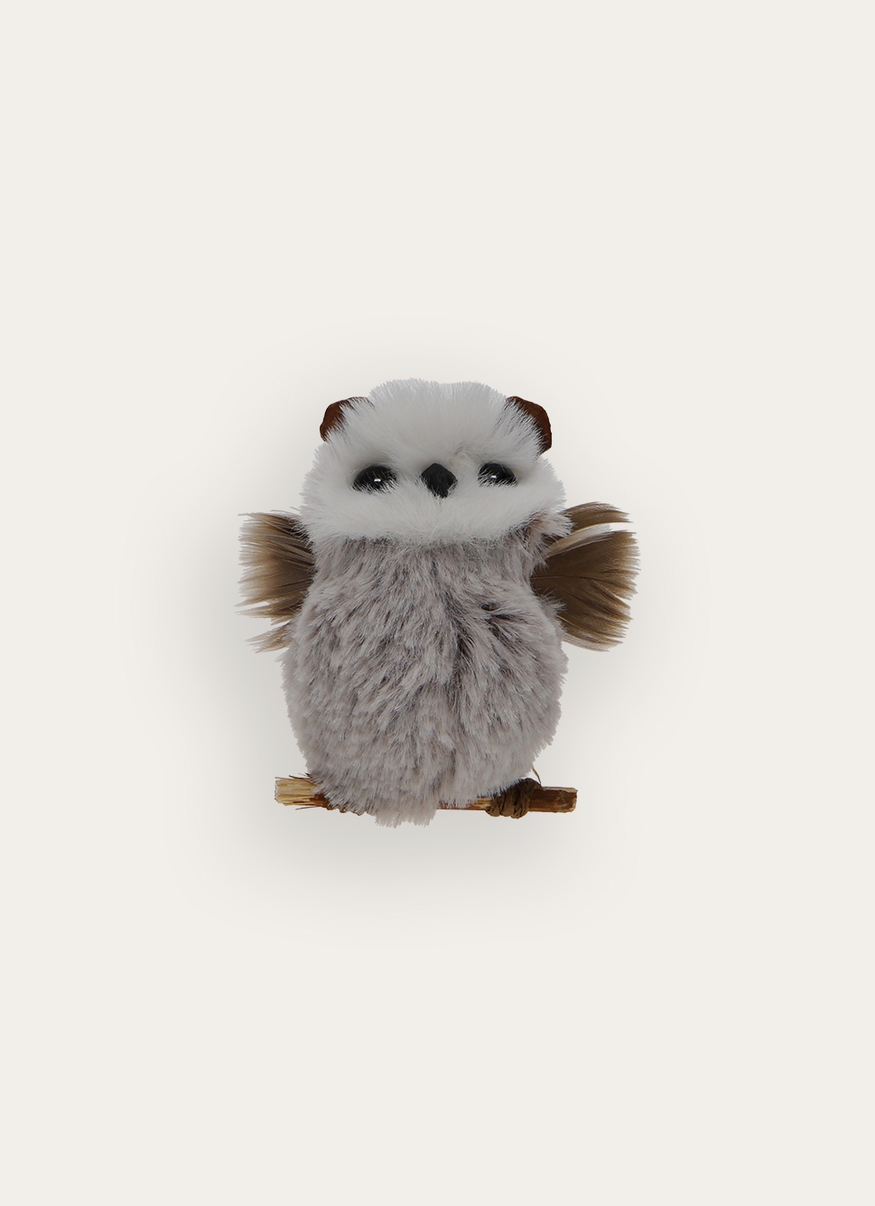 HIBOU à SUSPENDRE EN FAUSSE FOURRURE GRIS CLAIR
