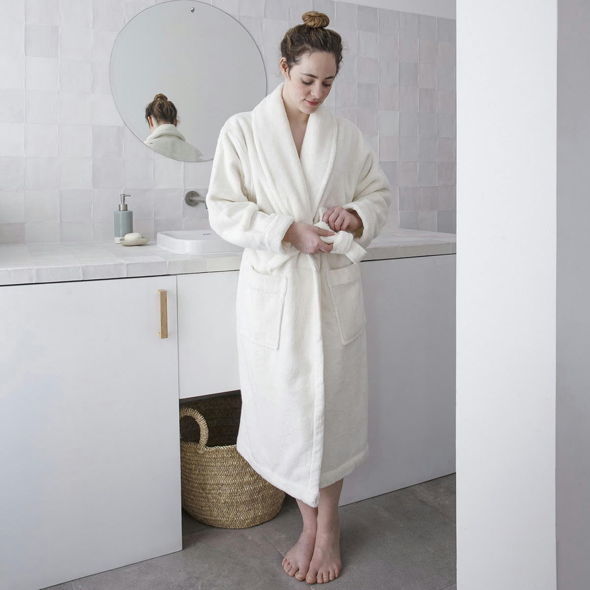 CARESSE - Peignoir en coton ivoire M