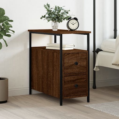 NNEVL Bedside Cabinet Brown Oak 30x60x60 cm Engineered Wood