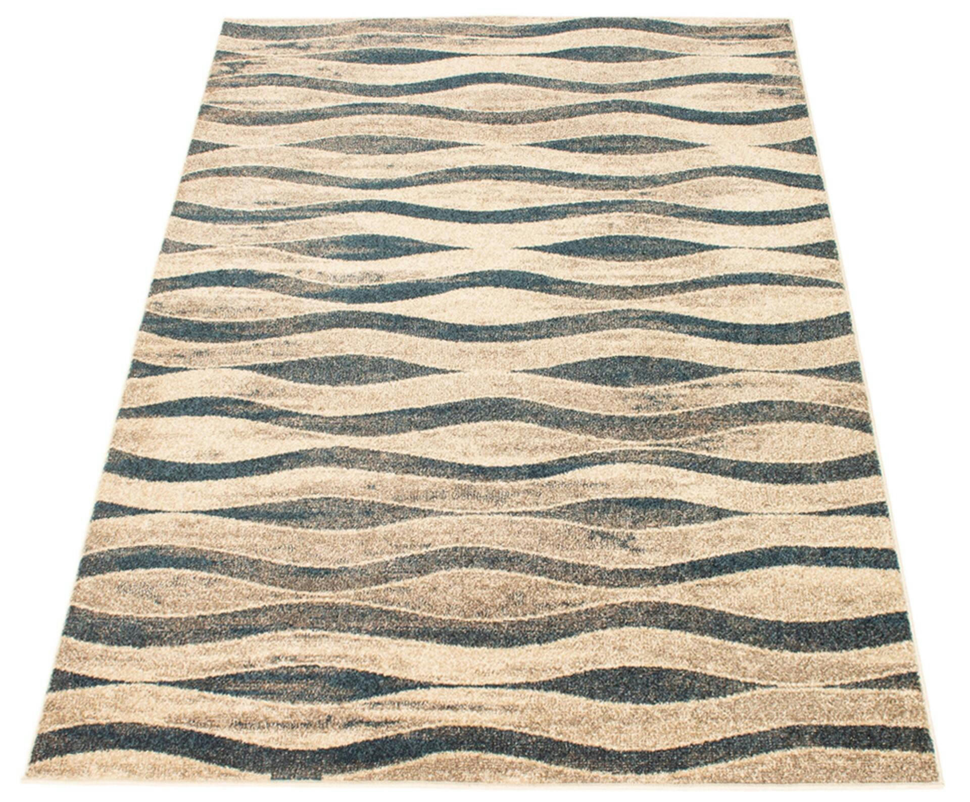 ECARPET Neela Indoor Geometric Area Rug, Ivory/Blue, Assorted Sizes