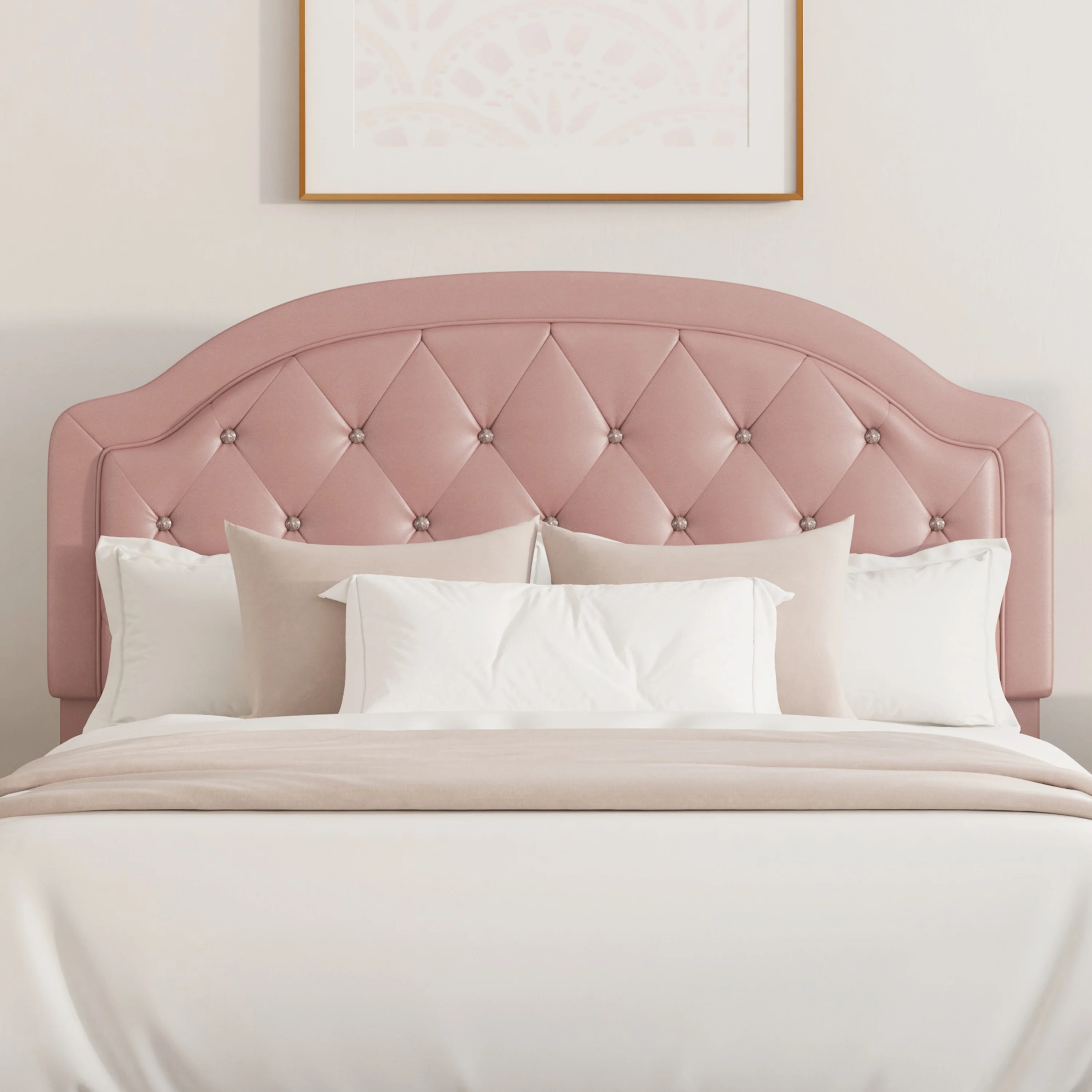 Hillsdale Furniture Karley Upholstered Headboard, Pink Faux Leather