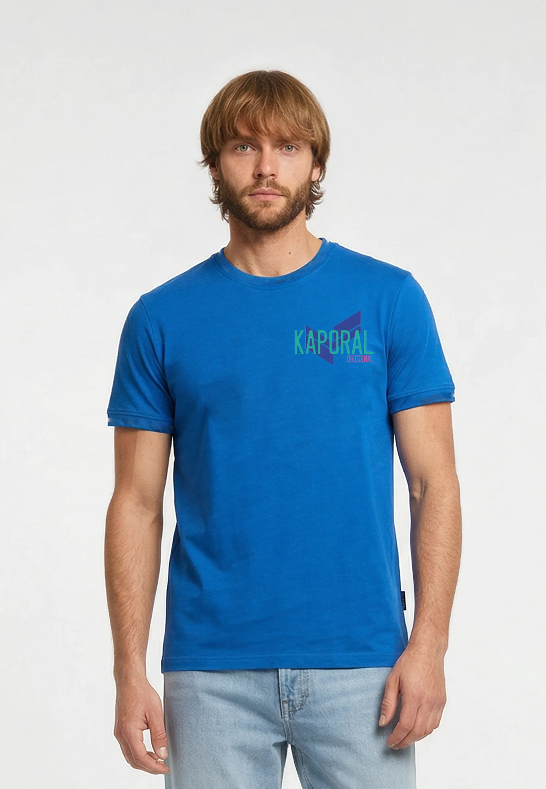 T-shirt manches courtes regular bleu coton RIDUR
