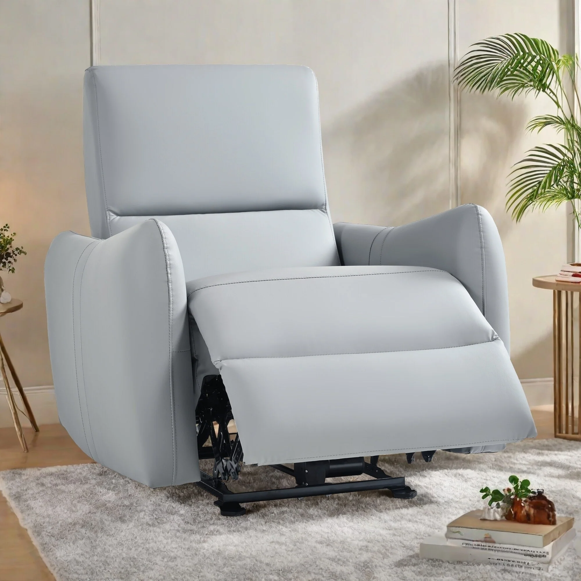 PU Leather Wall Hugger Recliner Chair with USB and Type-C Ports, Power Button Recline, and 330 lbs Capacity