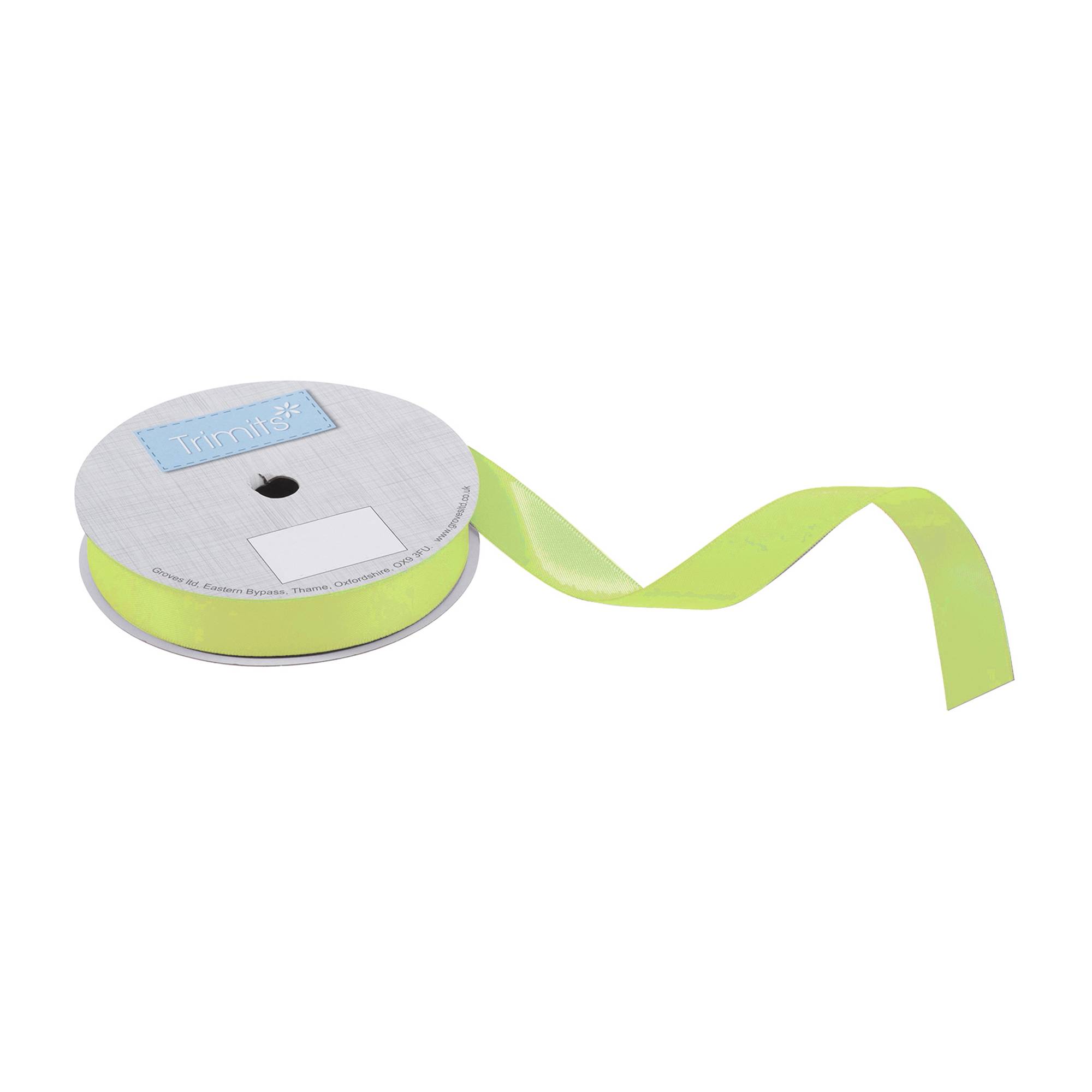 Trimits Apple Green Double-Faced Satin Ribbon by the Metre 15mm