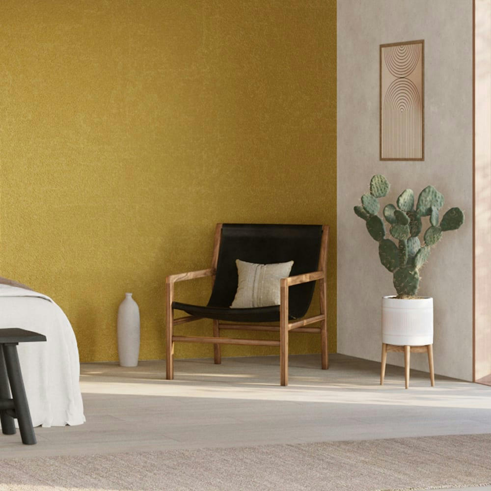 APACHE - Fauteuil lounge en teck et cuir noir